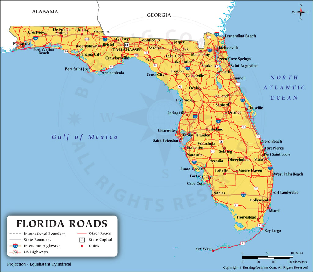 Florida Road Map, Florida Highway Map inside Highway Map of Georgia and Florida