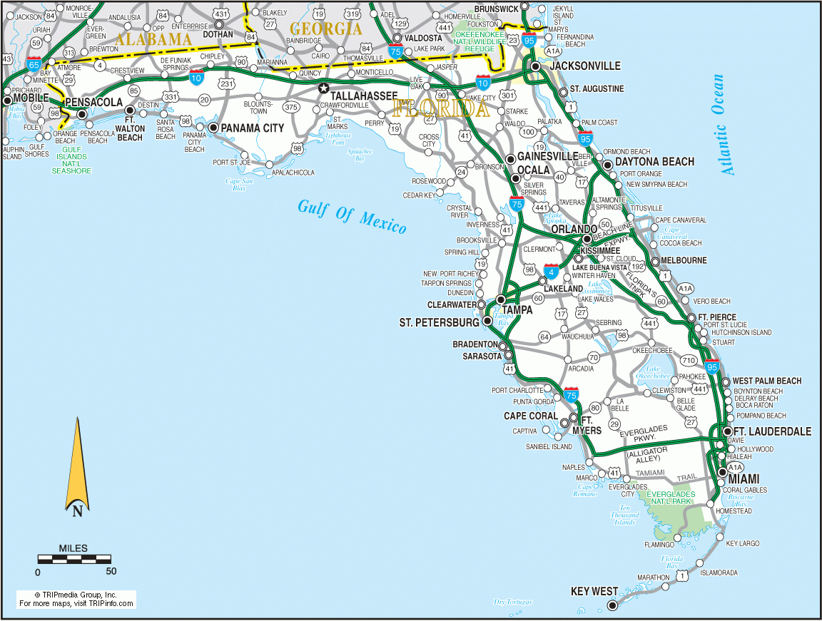 Florida Road Map regarding Map Of Interstates In Florida