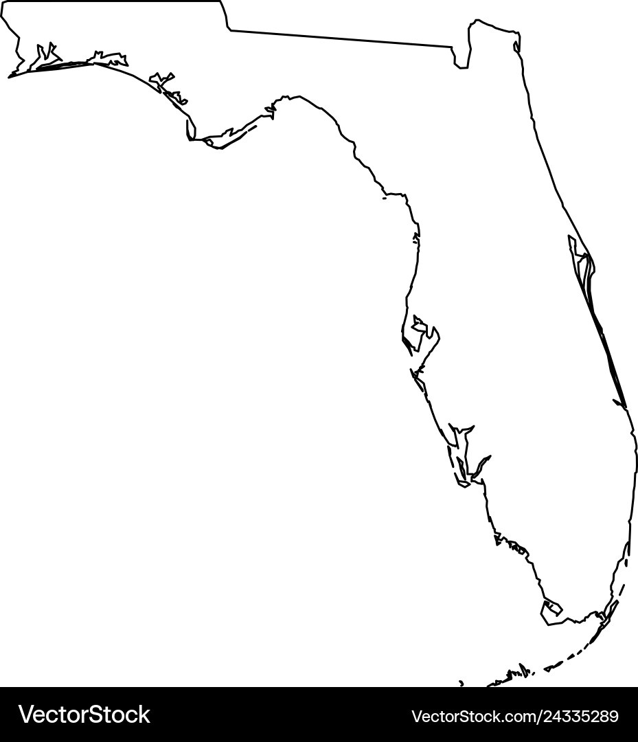 Florida State Map - Black Outline Royalty Free Vector Image intended for Outline Of Florida State Map