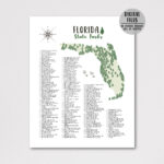 Florida State Parks Map Print Florida State Parks Checklist State Throughout Map Of Florida State Campgrounds