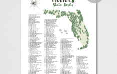 Florida State Parks Map Print-Florida State Parks Checklist-State throughout Map of Florida State Campgrounds