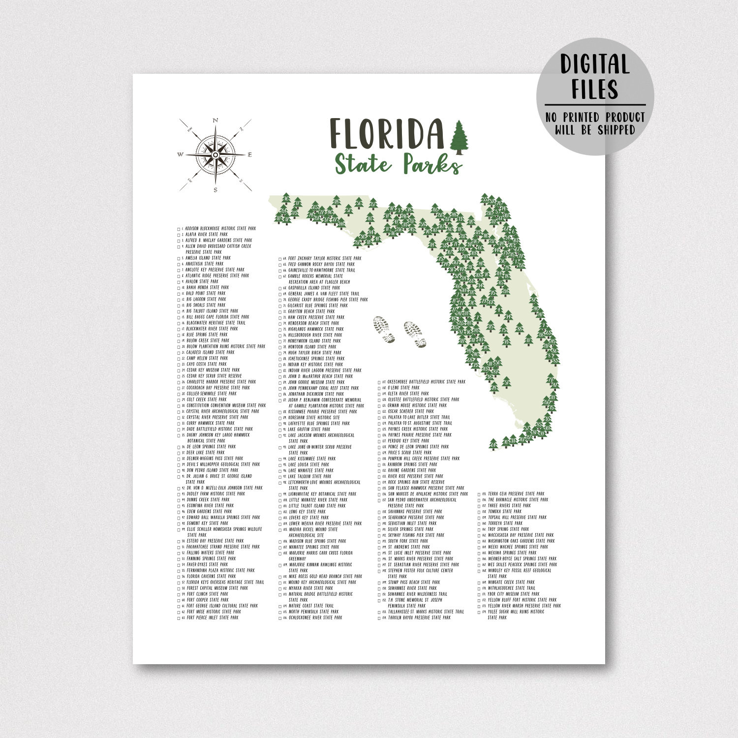 Florida State Parks Map Print-Florida State Parks Checklist-State throughout Map of Florida State Campgrounds