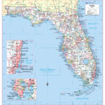 Florida State Wall Map Large Print Poster   Etsy In Map Of Florida Georgia State Line