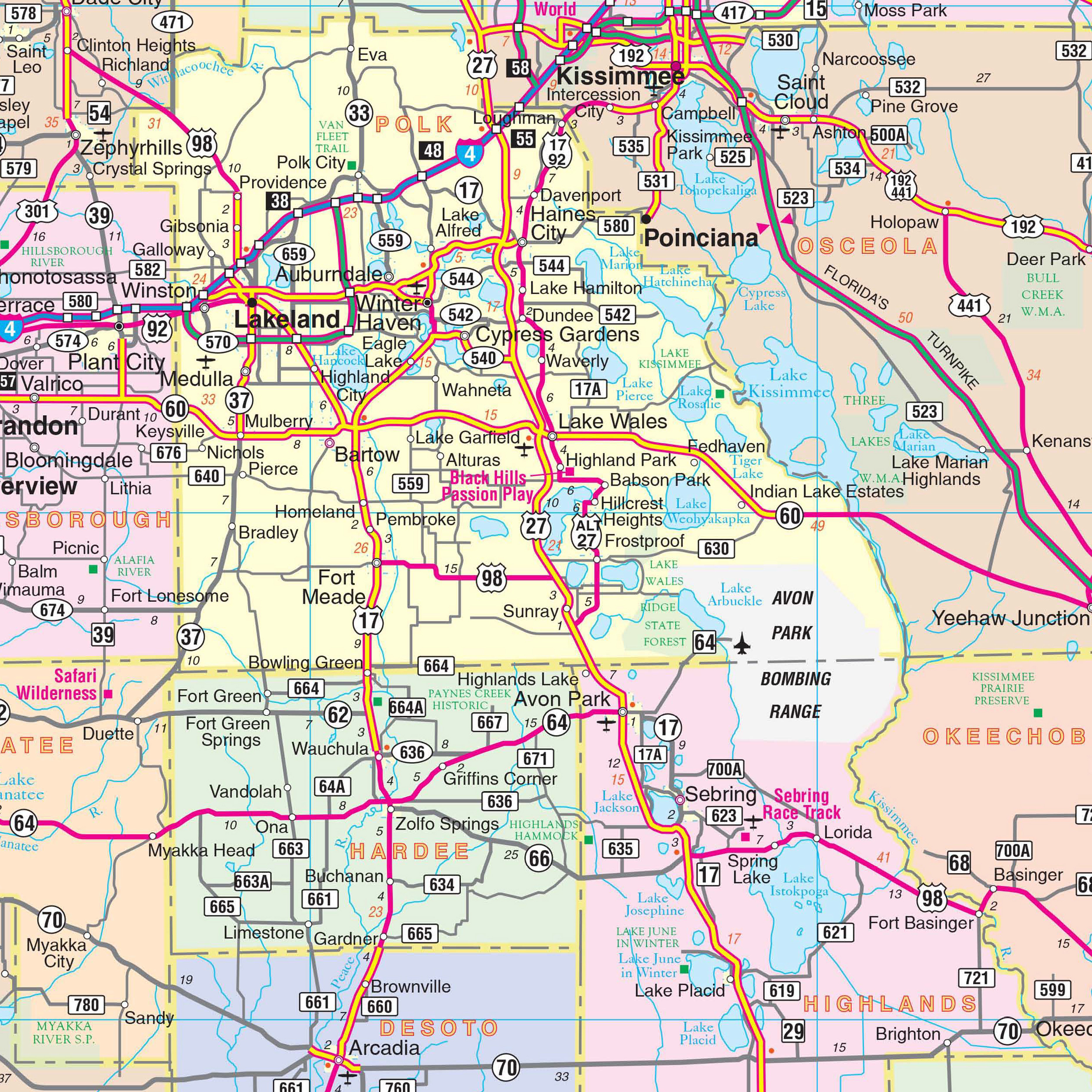 Florida State Wall Mapkappa - The Map Shop within City Map Of Florida State