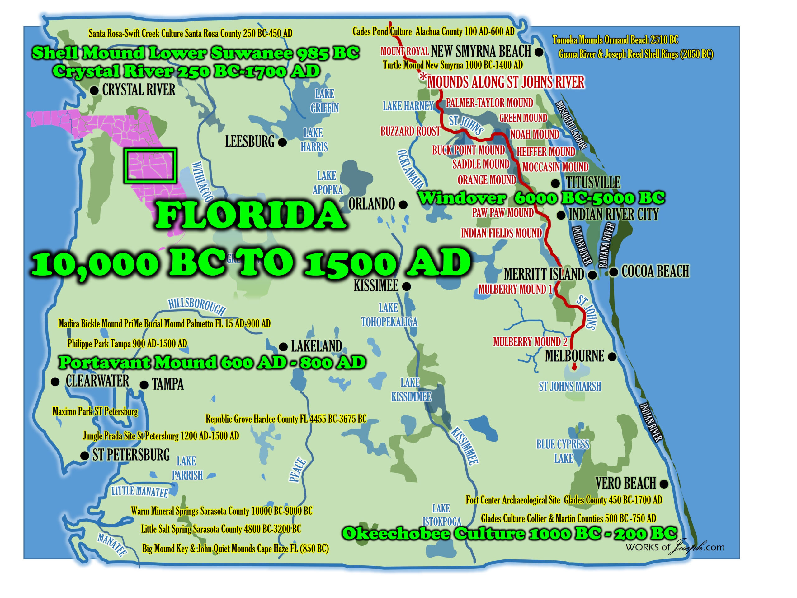 Florida Timucua Tribe- Adena To Mississippian Culture – Book Of with regard to Map of Indian Mounds in Florida