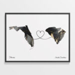 Florida To South Carolina Print, South Carolinian Gift, Marble Two Regarding Map Of Florida And South Carolina