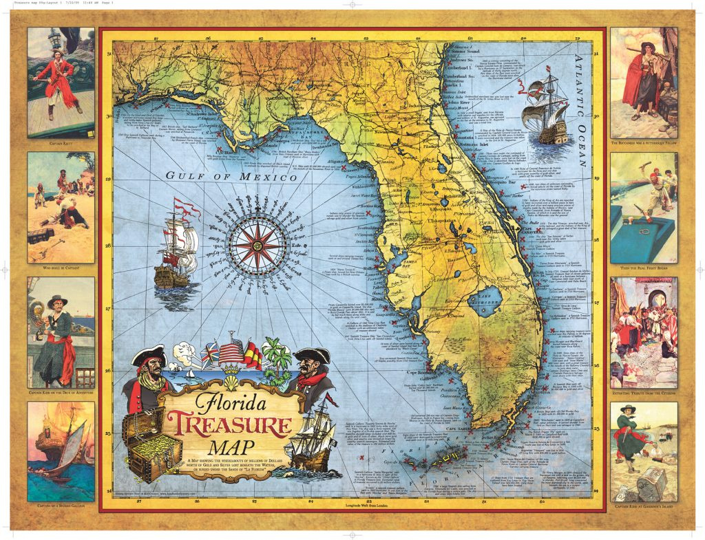 Florida Treasure Map - Historic Print &amp;amp; Map Co. with Map Of The Treasure Coast Of Florida
