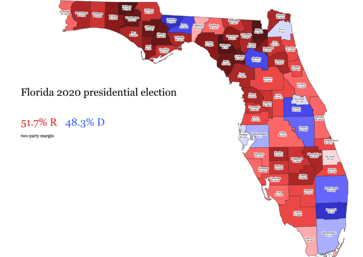 Map of Conservative Counties in Florida 2024