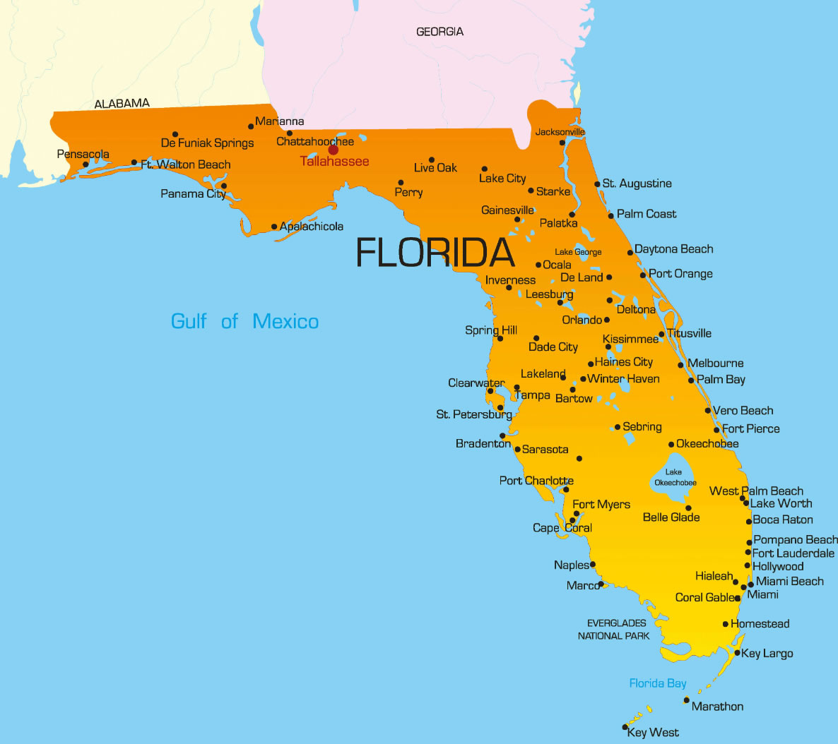Florida Us Map - Guide Of The World pertaining to Map of States Surrounding Florida
