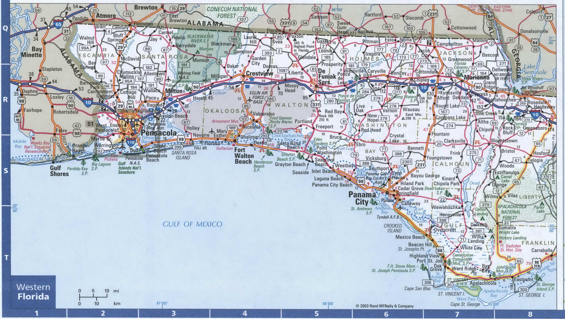 Florida Western Roads Map. Map Of West Florida Cities And Highways with Highway Map of Florida Panhandle