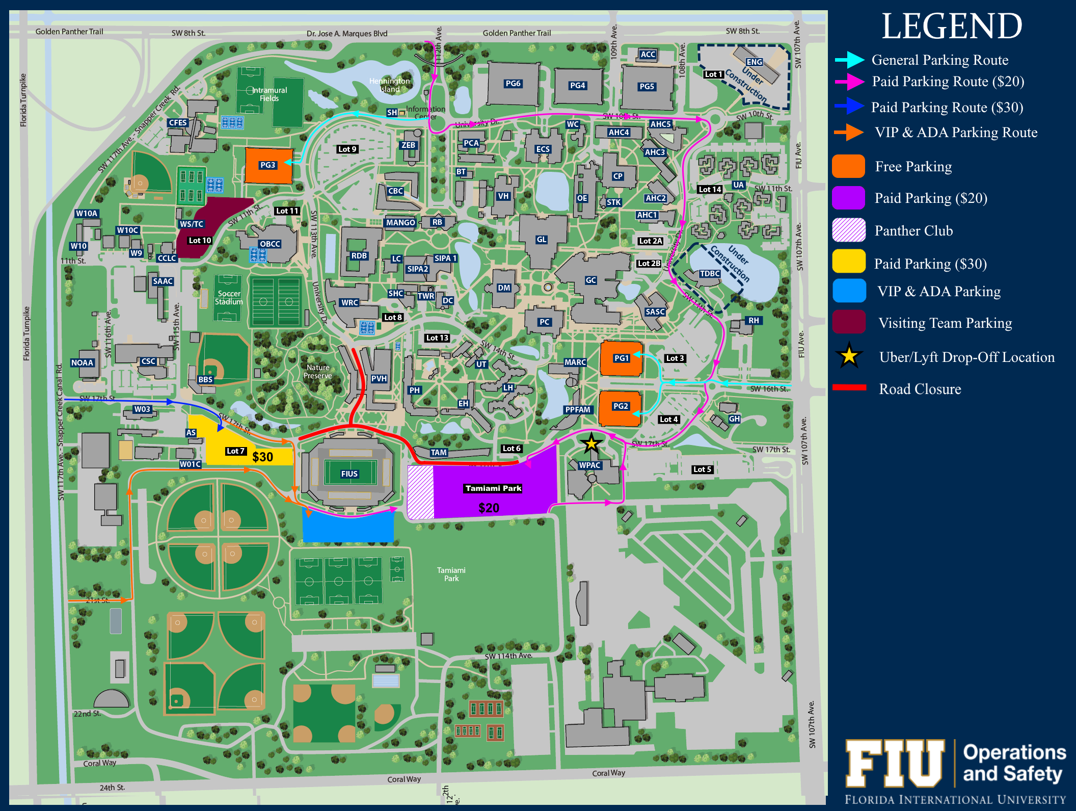 Football Parking Information | Fiu Operations &amp;amp; Safety with regard to University Of Florida Parking Map