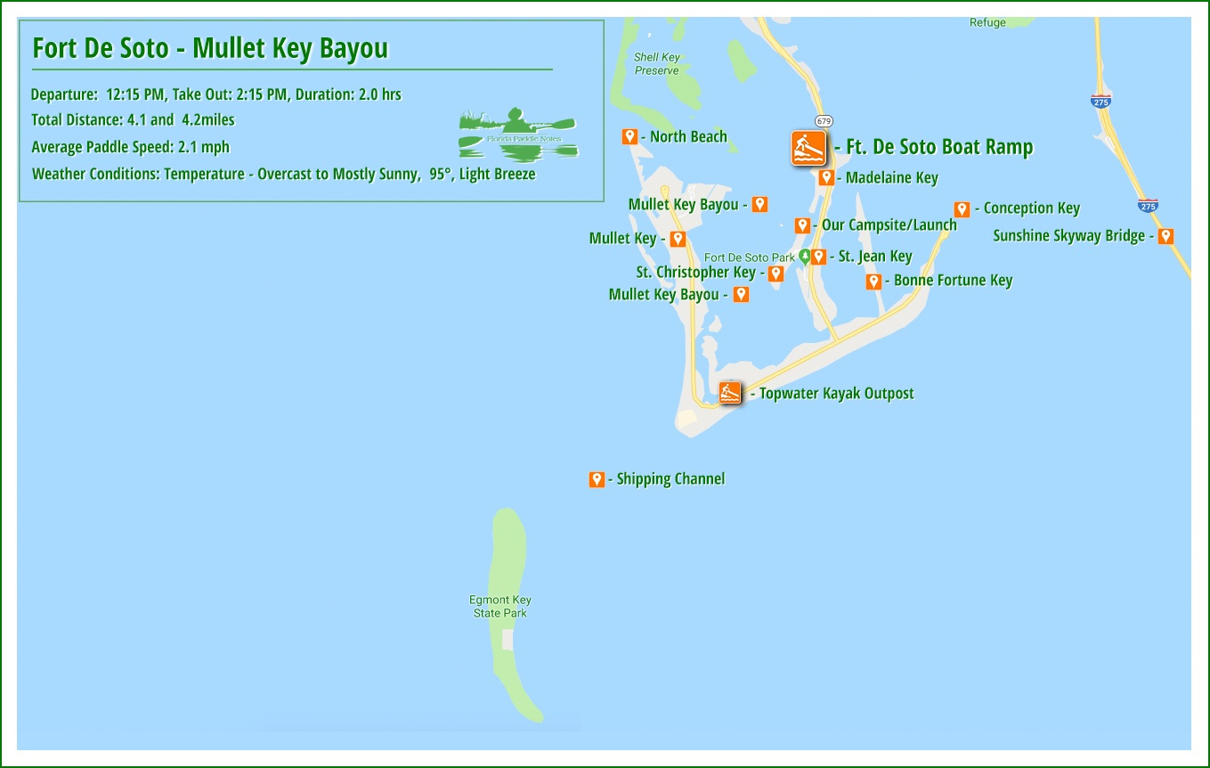 Fort De Soto &amp;amp; Mullet Key Bayou – Florida Paddle Notes for Map Of Fort Desoto Florida