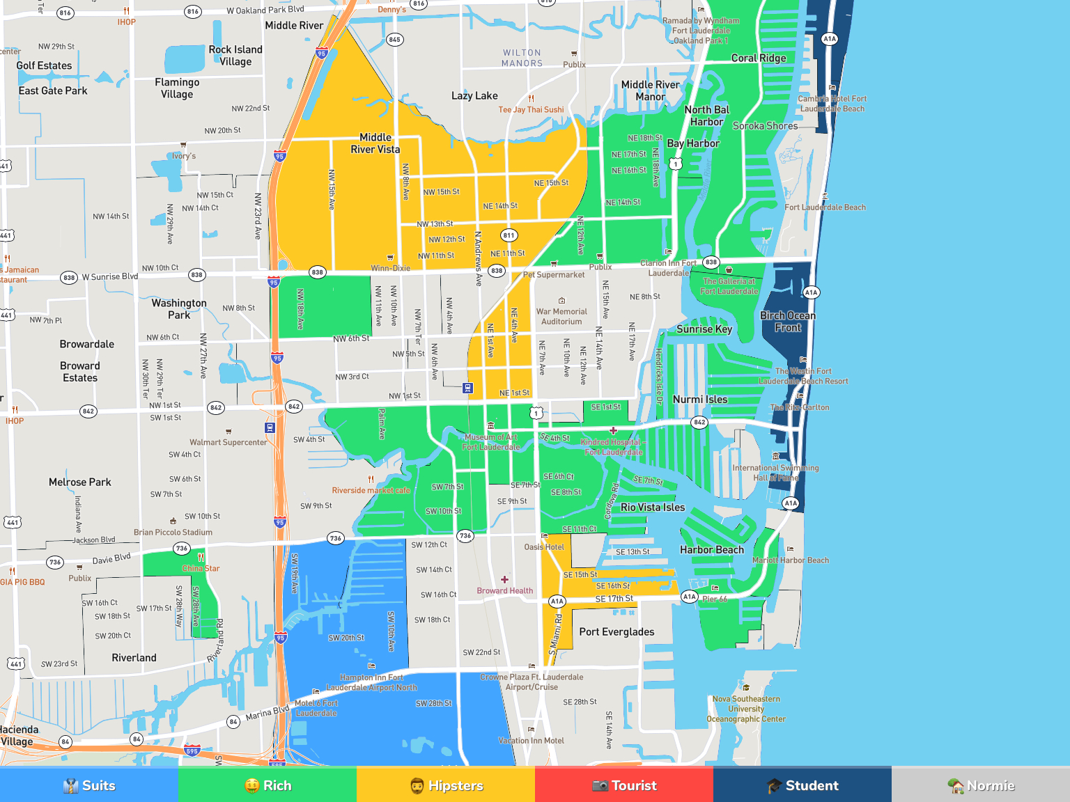 Fort Lauderdale Neighborhood Map in Map of Fort Lauderdale Florida Neighborhoods