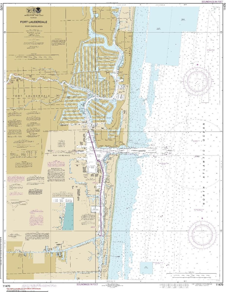 Fort Lauderdale Port Everglades, Fl - 2024 Nautical Chart Print within Map of Port Everglades Florida