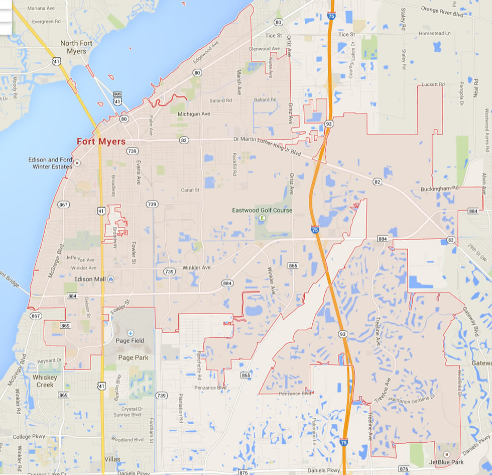 Fort Myers, Florida Map intended for Street Map Of Fort Myers Florida