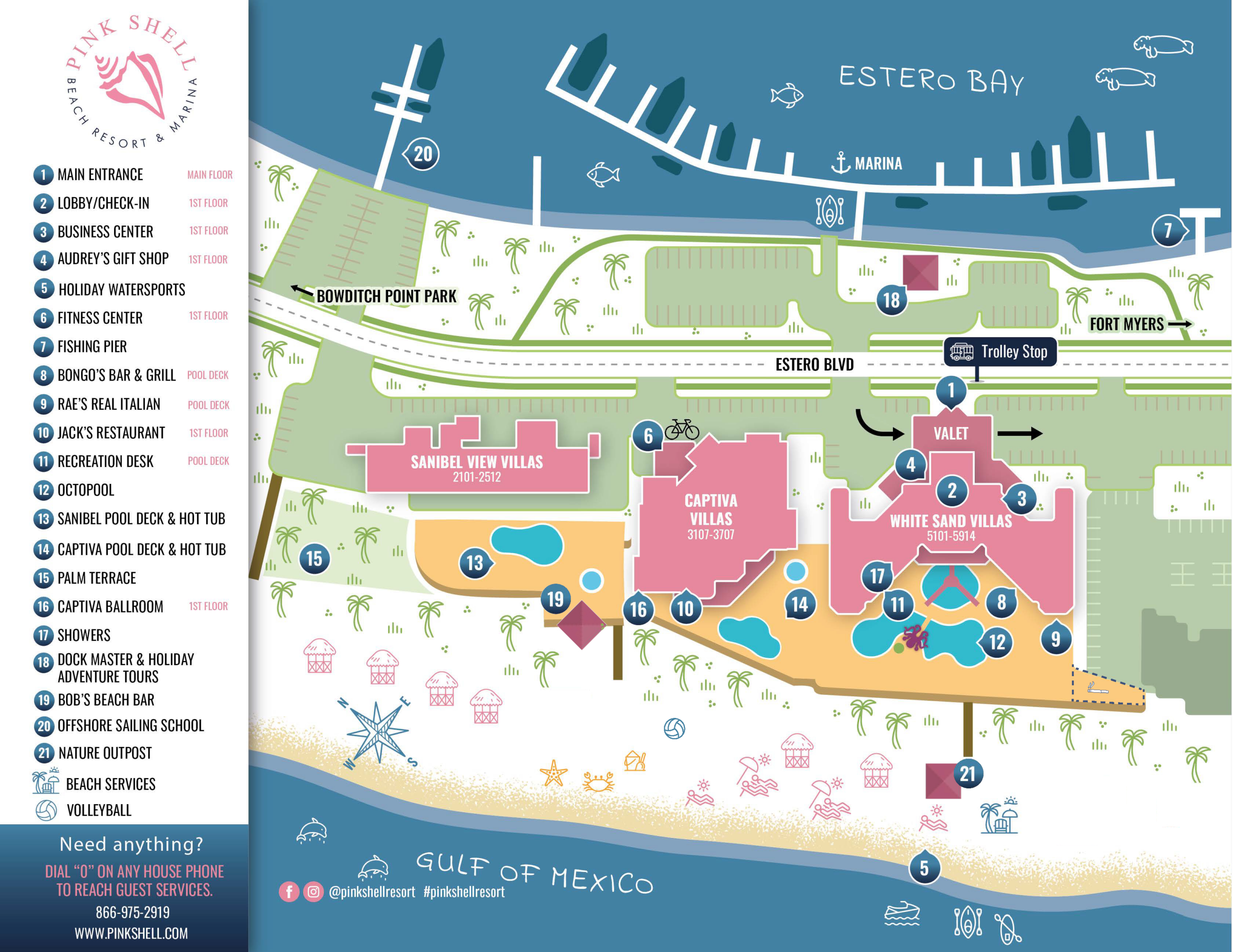 Fort Myers Florida Resorts | Maps And Directions | Pink Shell in Map of Hotels in Fort Myers Florida
