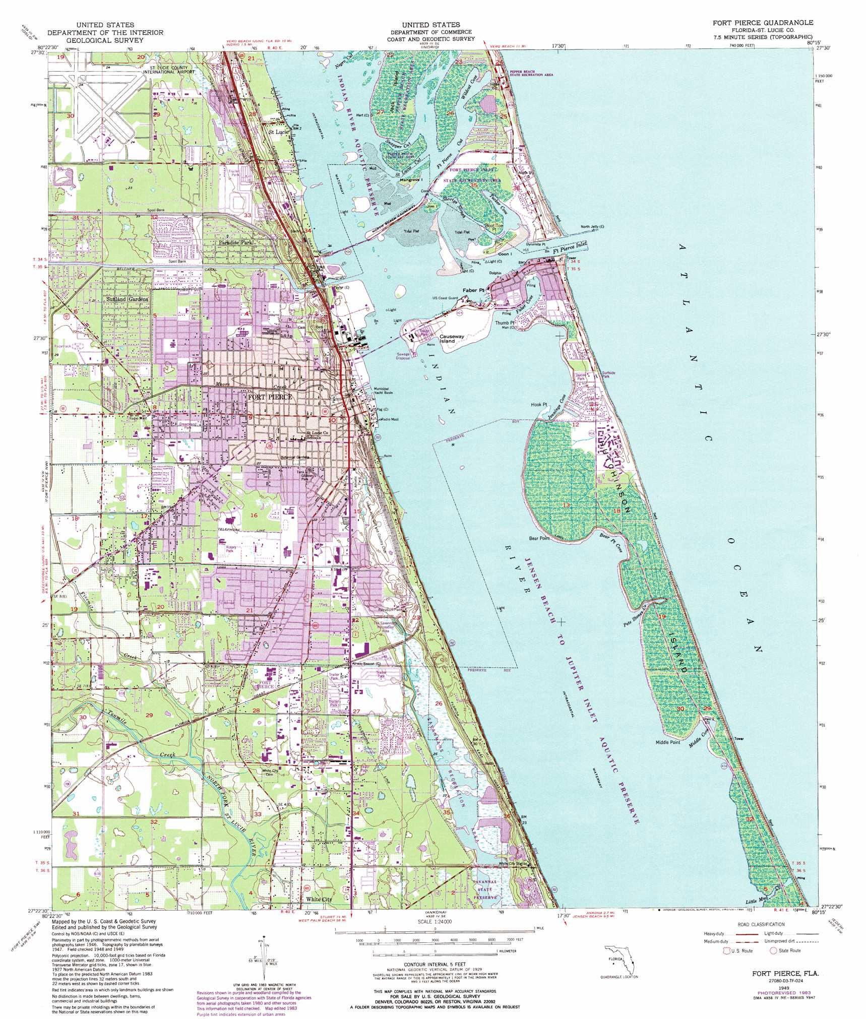Fort Pierce Topographic Map 1:24,000 Scale, Florida intended for Map of Florida Fort Pierce