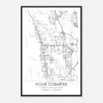 Four Corners Florida Map Poster, Modern Home Decor Wall Art Print   Custom  Maps & Posters Pertaining To Map Of Four Corners Florida
