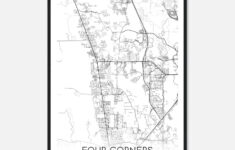 Four Corners Florida Map Poster, Modern Home Decor Wall Art Print - Custom  Maps &amp; Posters pertaining to Map Of Four Corners Florida