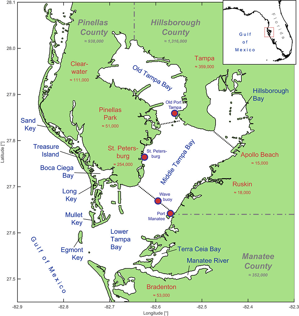 Frontiers | The Impact Of A Barrier Island Loss On Extreme Events for Map of Barrier Islands Florida