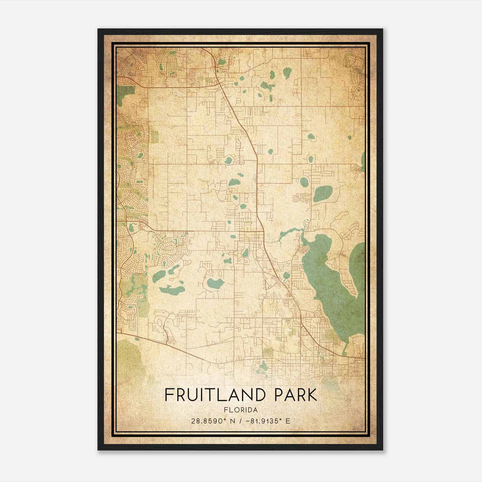 Fruitland Park Florida Map Poster, Modern Home Decor Wall Art inside Map Of Fruitland Park Florida