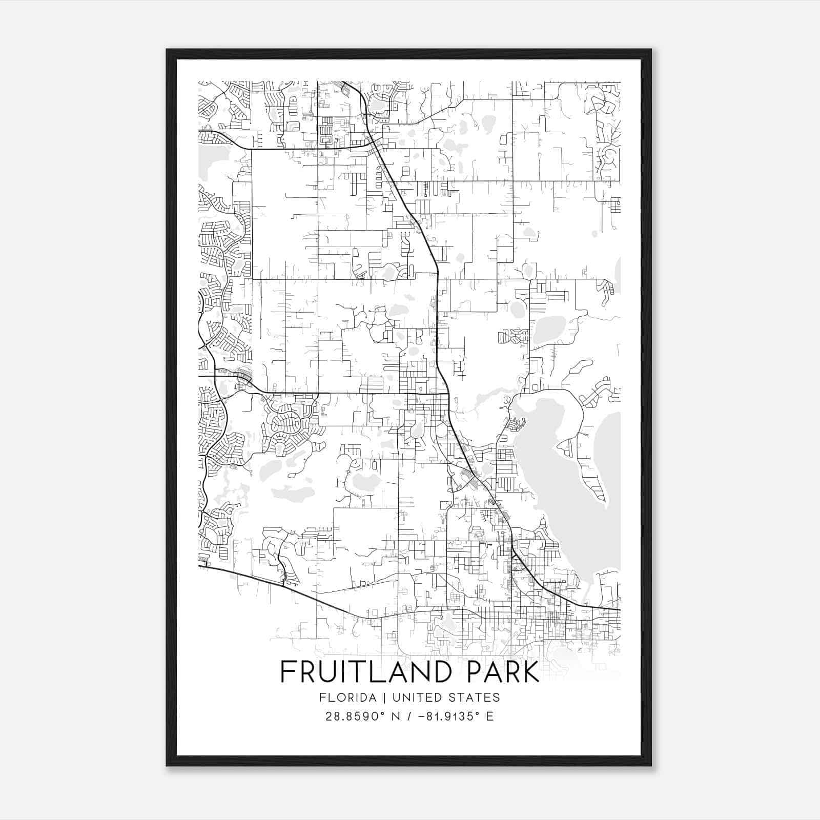 Fruitland Park Florida Map Poster, Modern Home Decor Wall Art Print - Custom Maps &amp;amp; Posters for Map Of Fruitland Park Florida