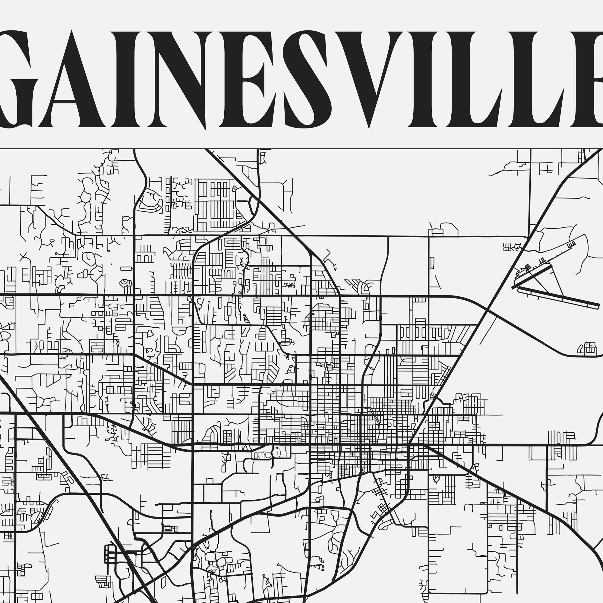 Gainesville, Florida, Gainesville Map, Gainesville Print, Florida intended for Gainesville Fl Map Of Florida