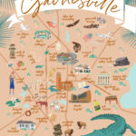 Gainesville Florida Map Print \\ City Wall Decor   Etsy Throughout Street Map Of Gainesville Florida