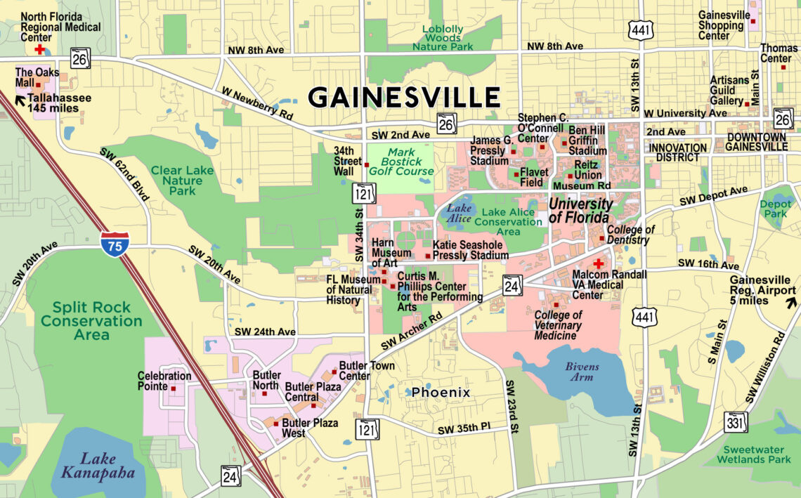 Gainesville, Florida | Red Paw Technologies for Map Of Florida With Gainesville