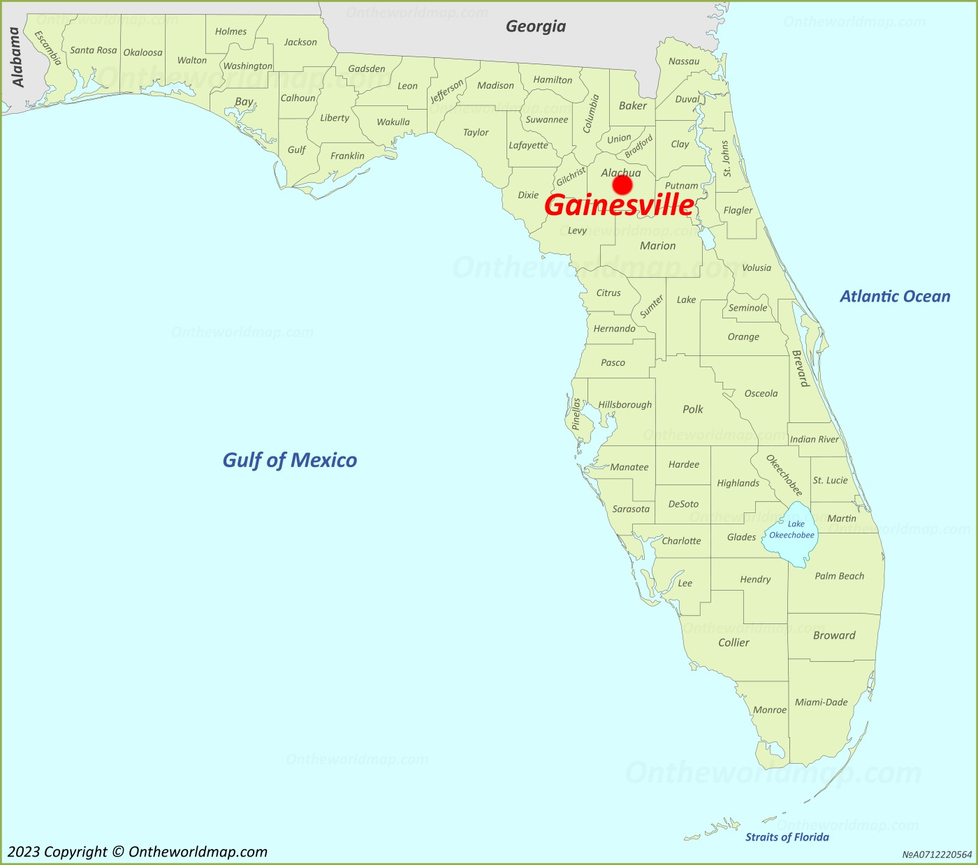 Gainesville Location On The Florida Map - Ontheworldmap with regard to Map of Florida with Gainesville