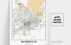 Gainesville Map Print, Street Names Gainesville Print, Printable throughout City Map of Gainesville Florida