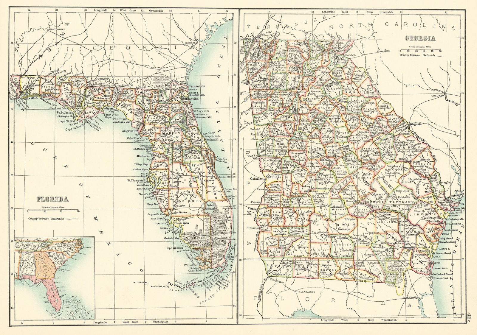 Georgia And Florida with Road Map of Georgia and Florida