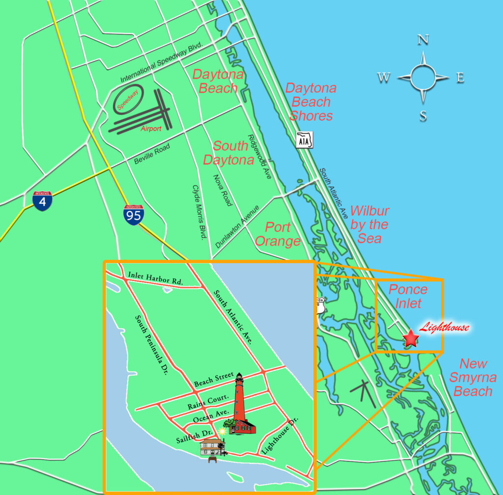 Getting Here - Ponce Inlet Lighthouse pertaining to Map of Ponce Inlet Florida