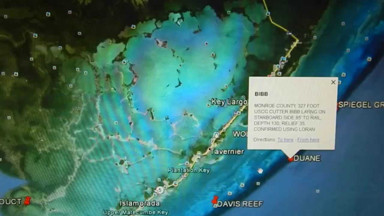 Google Earth Fishing - Florida Keys Reef Overview for Google Map of the Florida Keys
