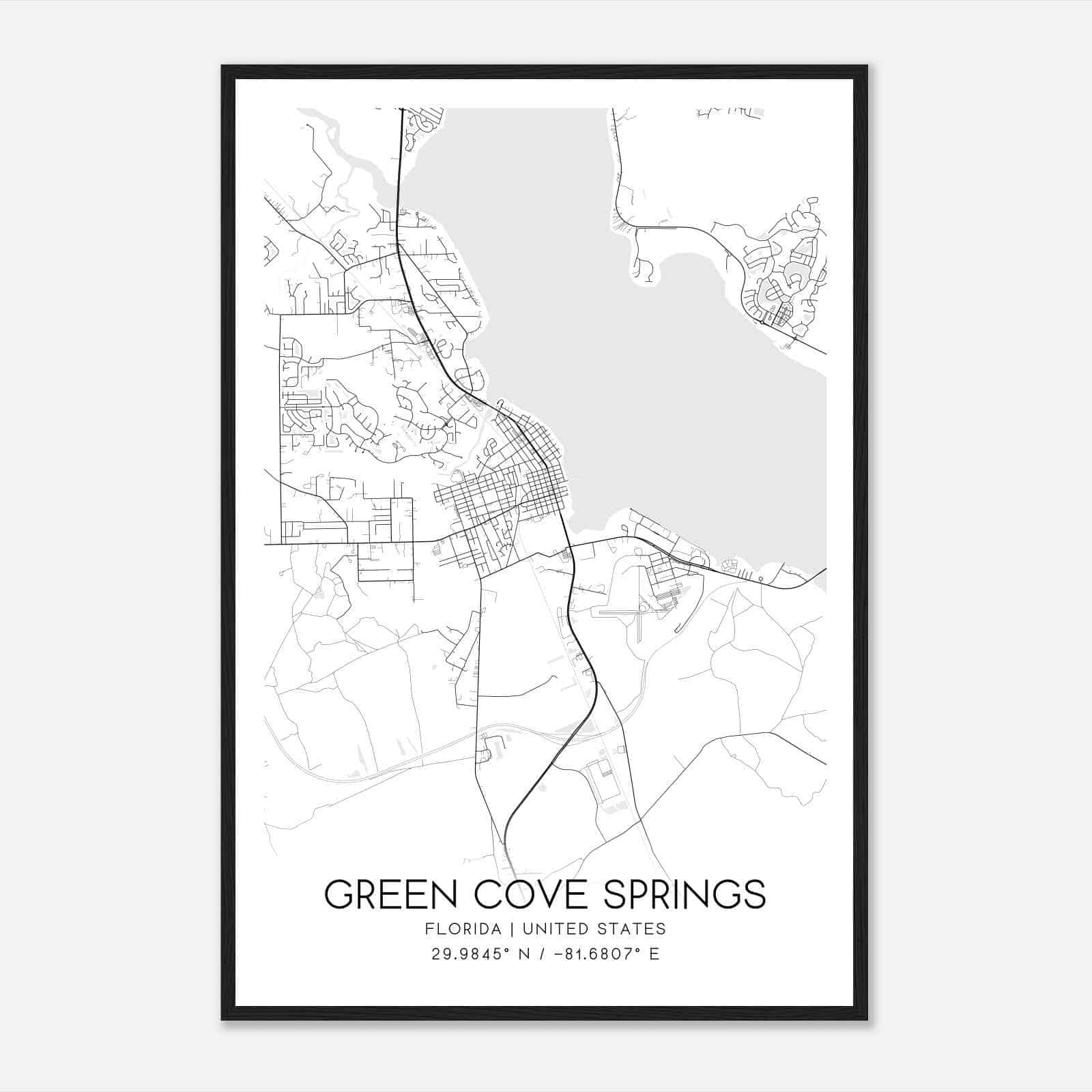 Green Cove Springs Florida Map Poster, Modern Home Decor Wall Art with regard to Map Of Green Cove Springs Florida