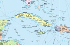 Gulf, Caribbean & Atlantic Coast Regions Wall Map Poster 36X24 regarding Map of Florida and the Caribbean Islands