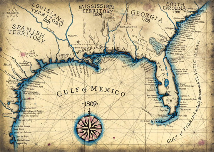 Map of Florida and Gulf of Mexico