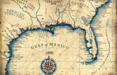 Gulf Coast 1809 Southeast Map Art, 13.5" X 19"+, Old Maps And with Map Of The Gulf Of Mexico In Florida