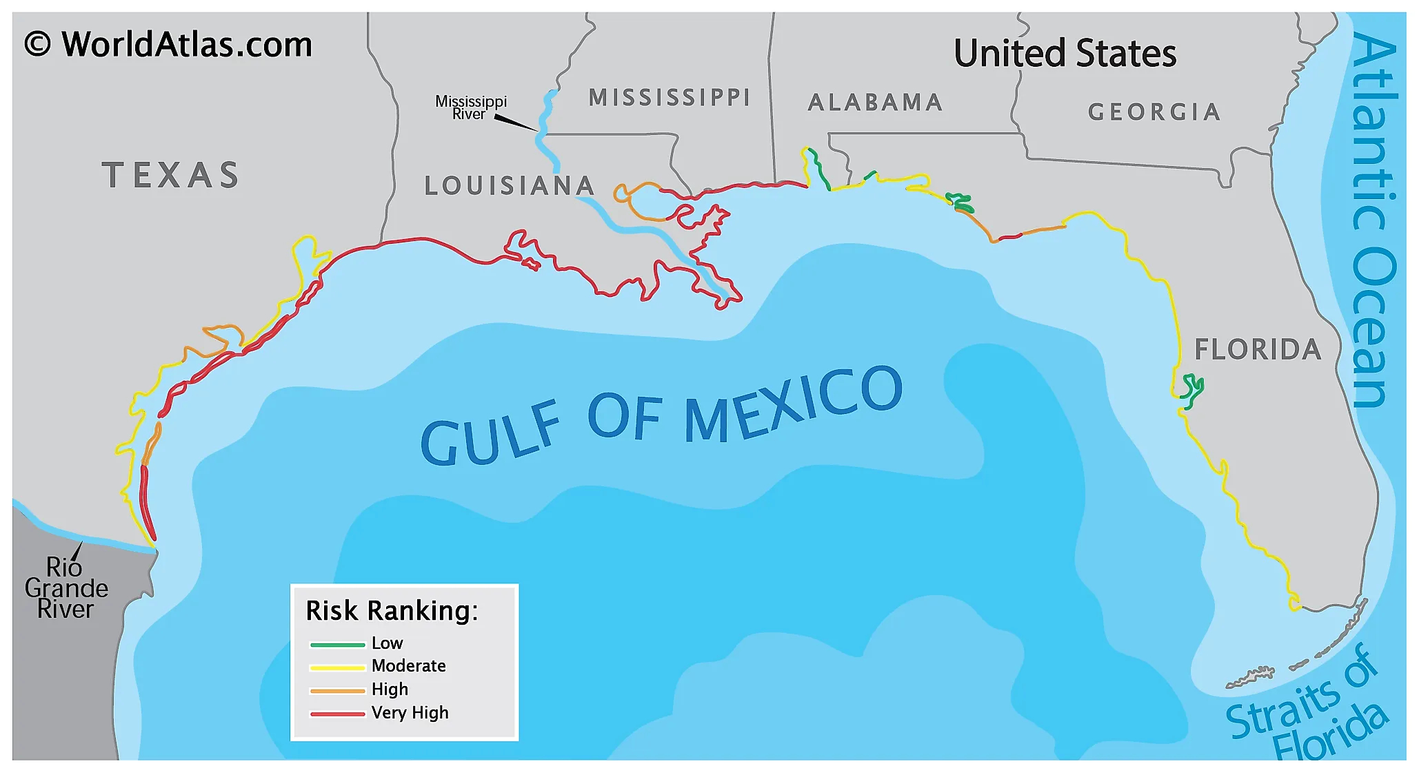 Gulf Coast Of The United States - Worldatlas throughout Map of the Gulf of Mexico in Florida