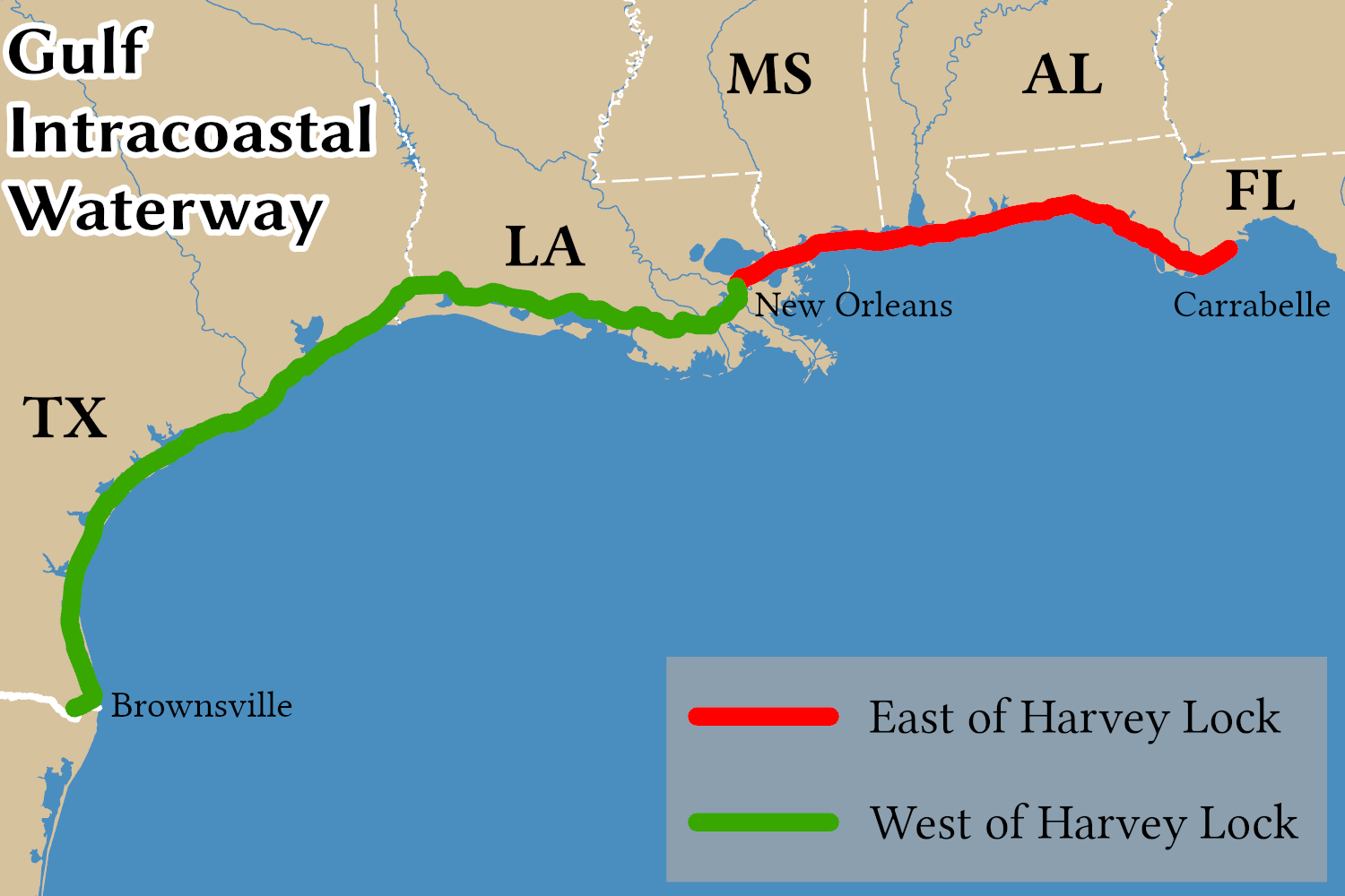 Gulf Intracoastal Waterway - Wikipedia inside Map Of Intracoastal Waterway In Florida