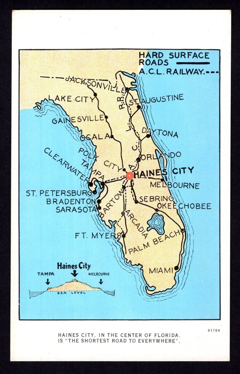 Haines City Florida State Map Vintage Postcard Unused | Ebay with regard to Map of Haines City Florida