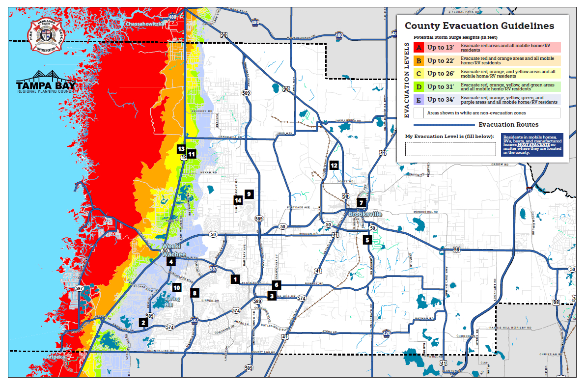 Hernando County Emergency Management Announces Mandatory for Map Of Evacuation Zones In Florida