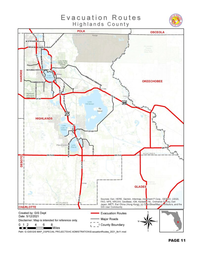 Highlands County Evacuation Routes – Highlands Hurricane Center inside Map of Highland County Florida