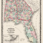 Historic State Map   Georgia Alabama Florida   Colton 1858   23 X With Map Of Florida Georgia And Alabama