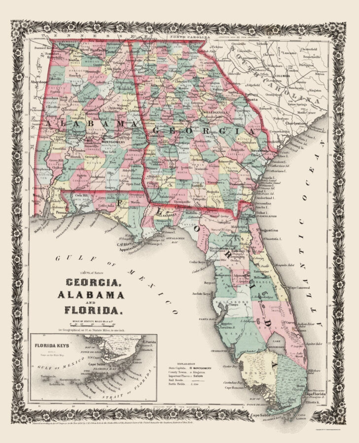 Map of Florida Georgia and Alabama