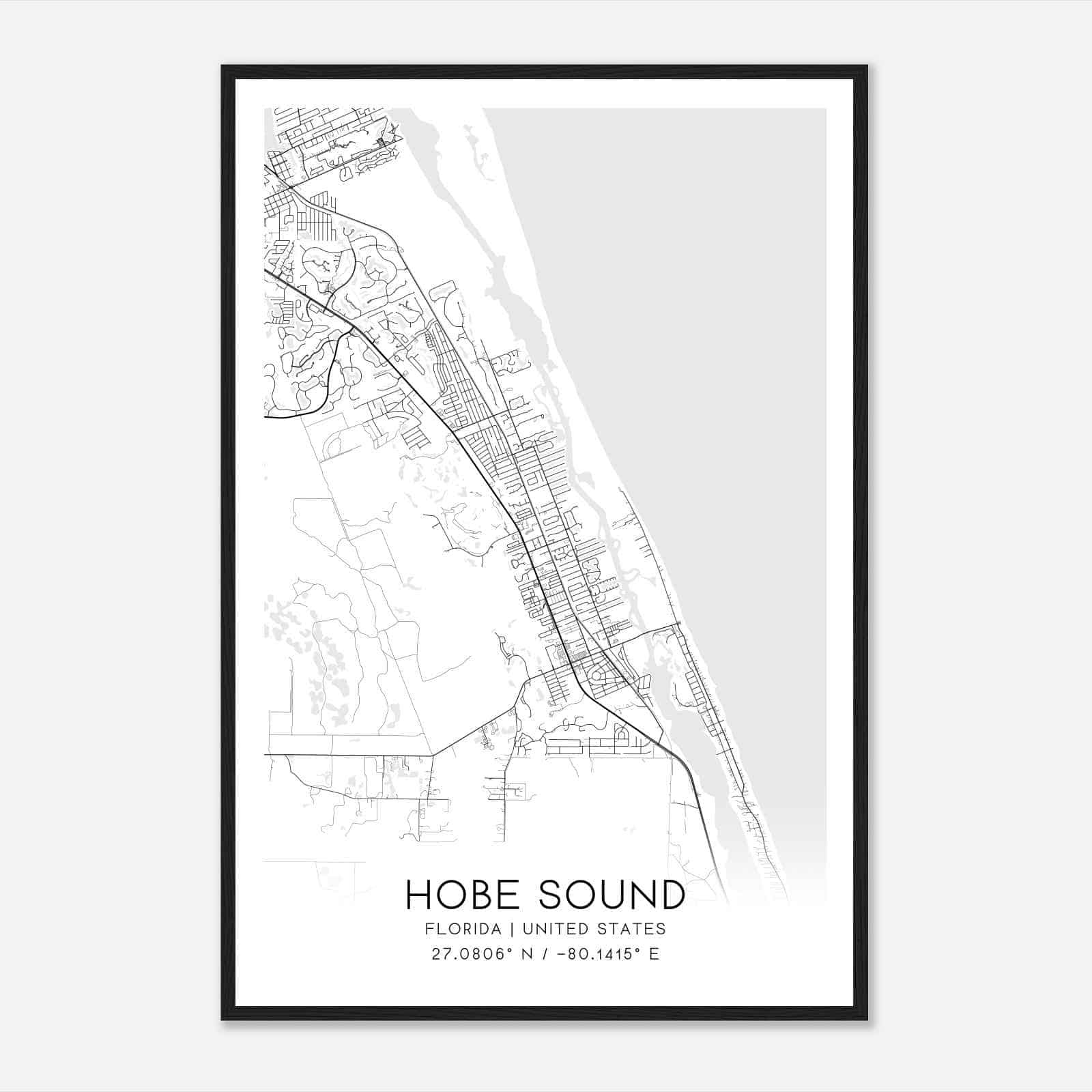Hobe Sound Florida Map Poster, Modern Home Decor Wall Art Print - Custom Maps &amp;amp; Posters for Map of Hobe Sound Florida