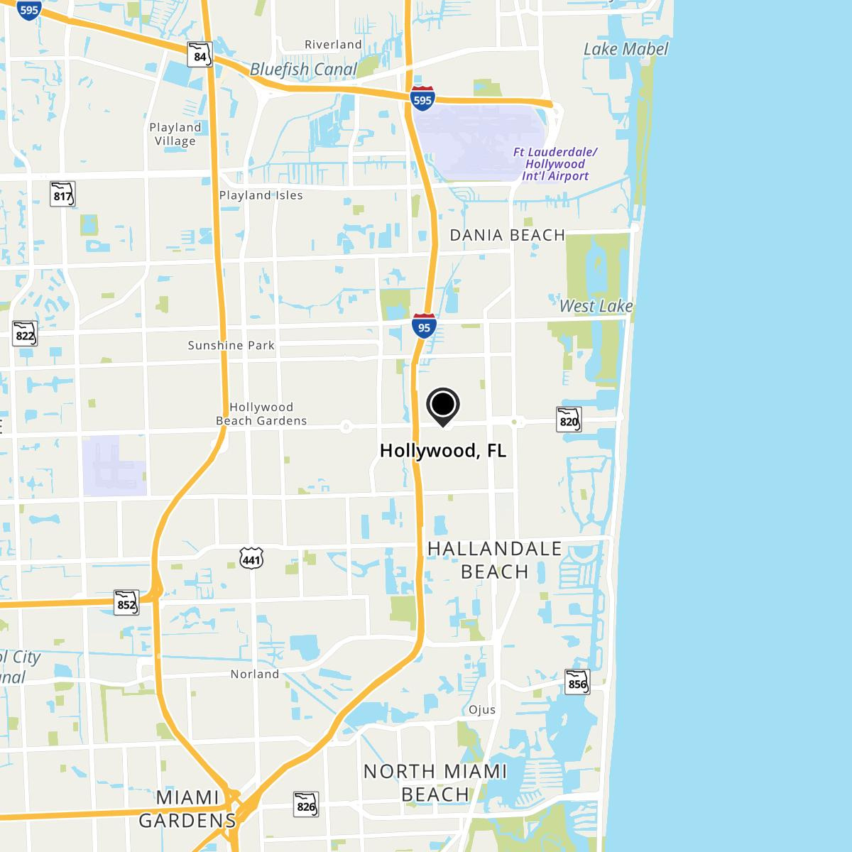 Hollywood, Fl Map &amp;amp; Directions - Mapquest pertaining to Map of Hollywood Beach Florida
