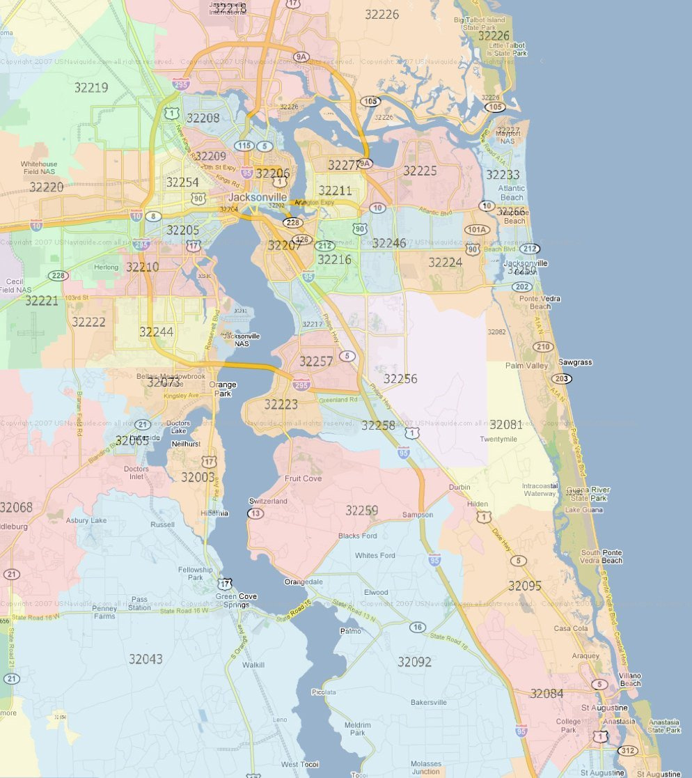 Homes For Salezip Code In Jacksonville Fl | Jacksonville Area throughout Map of Zip Codes in Jacksonville Florida