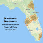 How Far You Can Make It Within An Hour Of Driving From Major Fl Inside Map Of Beaches You Can Drive On In Florida