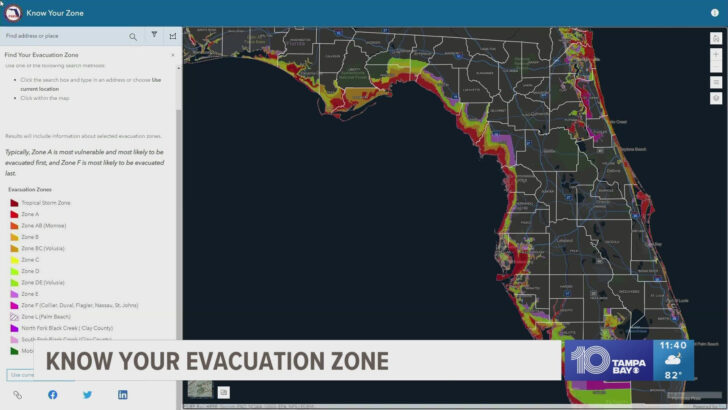 Map of Evacuation Zones For Florida